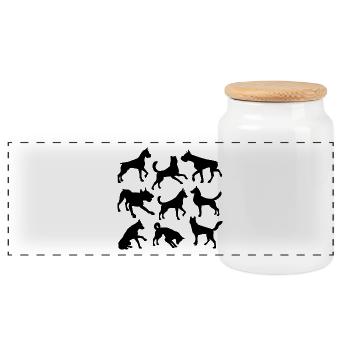canine - Boîte à biscuits avec couvercle en bois - blanc - Devant