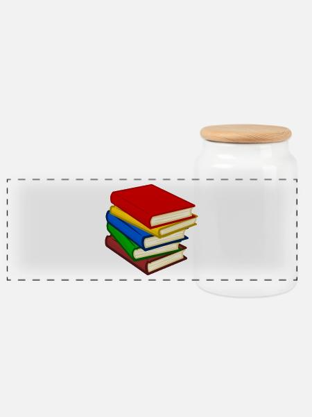 Bücher - Panorama Keksdose mit Holzdeckel - Weiß