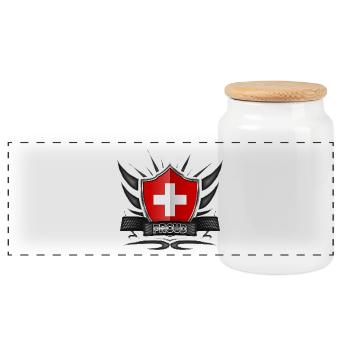 Suisse crête de drapeau fier 012 - Boîte à biscuits avec couvercle en bois - blanc - Devant