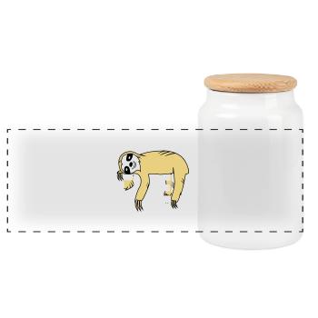 Raise the animal in me Faultier - Panoramic Cookie Jar with Wooden Lid - white - Front