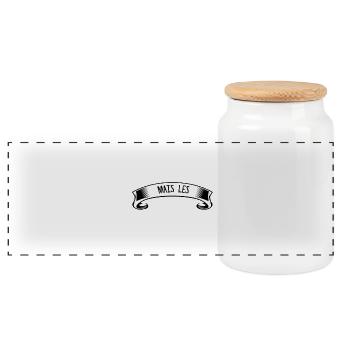 Customs gift humor - Panoramic Cookie Jar with Wooden Lid - white - Front