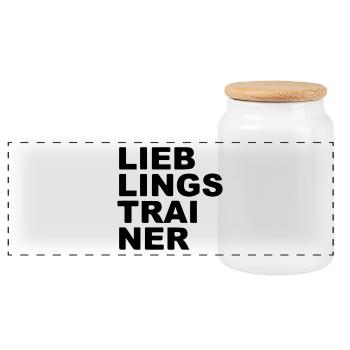Lieblings Trainer - Panorama Keksdose mit Holzdeckel - Weiß - Vorne