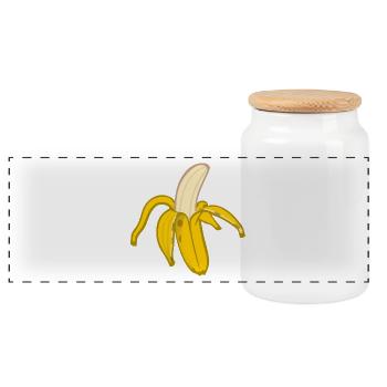 banana - Panoramic Cookie Jar with Wooden Lid - white - Front