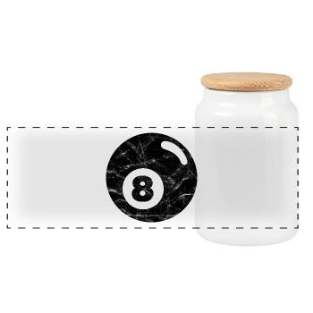 Billiard billiard ball black eight eight vintage - Panoramic Cookie Jar with Wooden Lid - white - Front