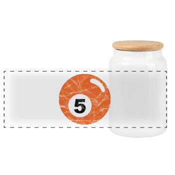 Billiards Billiard ball orange five five vintage - Panoramic Cookie Jar with Wooden Lid - white - Front
