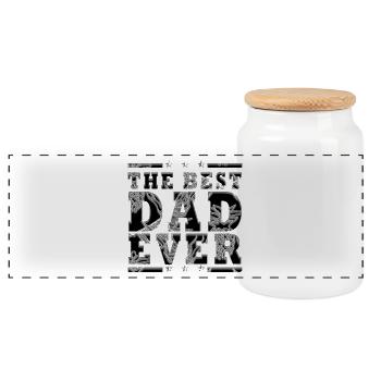 Father's gift Father's Day Best Dad's birthday daddy - Panoramic Cookie Jar with Wooden Lid - white - Front