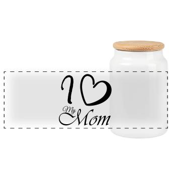 i love my mom - Panorama Keksdose mit Holzdeckel - Weiß - Vorne