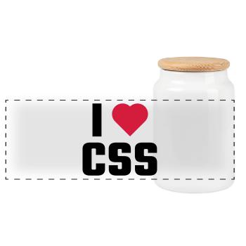I Love CSS - Panoramic Cookie Jar with Wooden Lid - white - Front