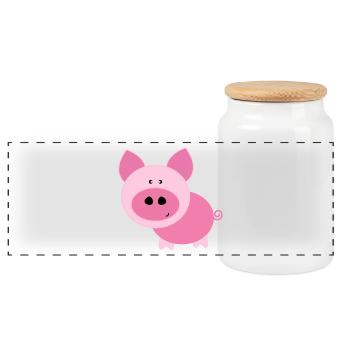 Pink Pig - Panoramic Cookie Jar with Wooden Lid - white - Front