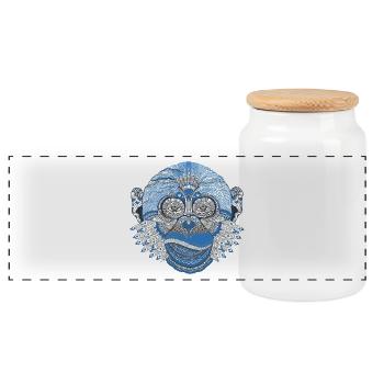 Singe Indien - Boîte à biscuits avec couvercle en bois - blanc - Devant