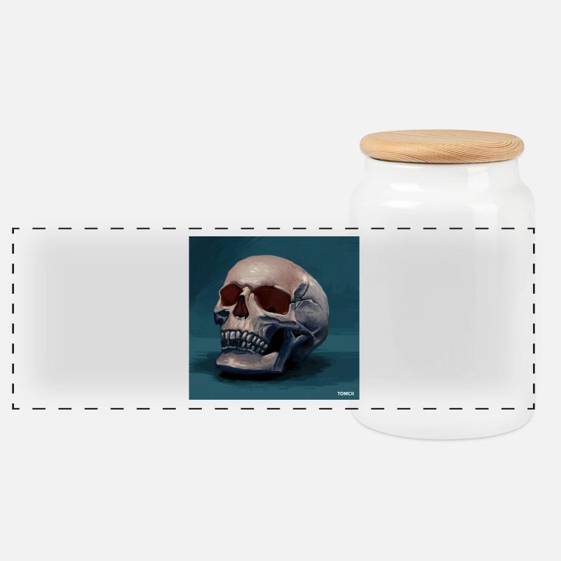 Skull - Panorama Keksdose mit Holzdeckel - Weiß