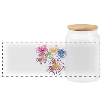 2018 New Year's Eve Fireworks New Year's Eve - Panoramic Cookie Jar with Wooden Lid - white - Front