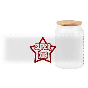 Super Dealer t-shirt craft gift - Panoramic Cookie Jar with Wooden Lid - white - Front