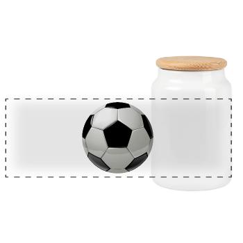Football World Cup Gift Idea Footballer - Panoramic Cookie Jar with Wooden Lid - white - Front