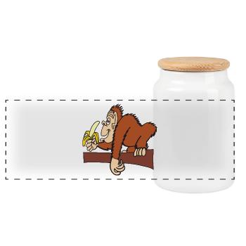 AFFE MIT BANANE! - Panorama Keksdose mit Holzdeckel - Weiß - Vorne