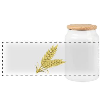 wheat - Panoramic Cookie Jar with Wooden Lid - white - Front