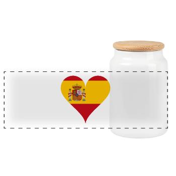 Herz Spanische Flagge Spanien Fan - Panorama Keksdose mit Holzdeckel - Weiß - Vorne