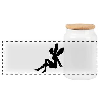 Seated fairy - Panoramic Cookie Jar with Wooden Lid - white - Front