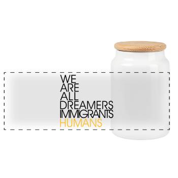 Nous sommes tous des immigrants rêveurs Les humains -Anti le racisme - Boîte à biscuits avec couvercle en bois - blanc - Devant