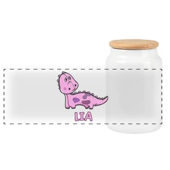 Dinosaurier lustig Kind Lia Geschenk Geburtstag Ko - Panorama Keksdose mit Holzdeckel - Weiß - Vorne