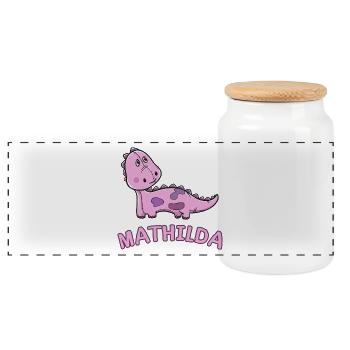 enfant drôle de dinosaure Mathilda Cadeau d'anniversaire - Boîte à biscuits avec couvercle en bois - blanc - Devant