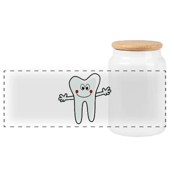 Dental office logo tooth - Panoramic Cookie Jar with Wooden Lid - white - Front