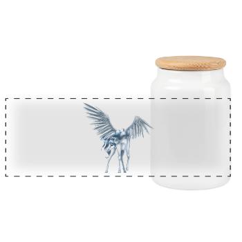 Pegasus 9 - Panoramic Cookie Jar with Wooden Lid - white - Front