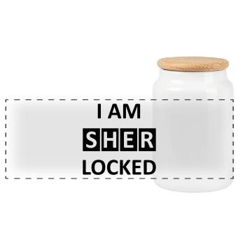 I AM SHERLOCKED - Panoramic Cookie Jar with Wooden Lid - white - Front