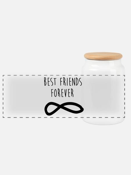 Best Friends Forever / Beste Freunde - Panorama Keksdose mit Holzdeckel - Weiß