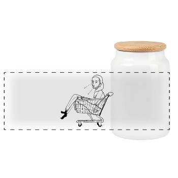 Let's go shopping. Shoppen mit der Freundin. - Panorama Keksdose mit Holzdeckel - Weiß - Vorne
