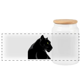 panther 3316354 - Panoramic Cookie Jar with Wooden Lid - white - Front
