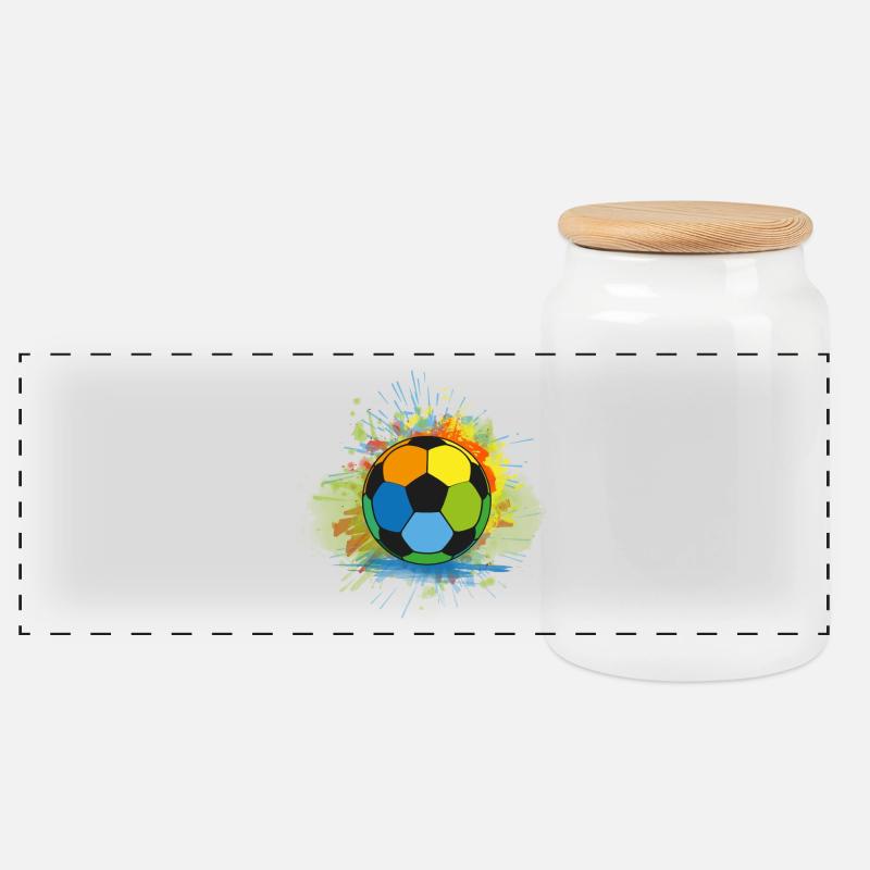 Fußball - Panorama Keksdose mit Holzdeckel - Weiß