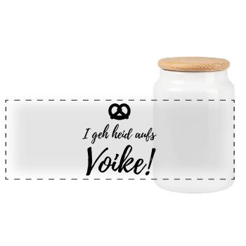 Voike Bavarian folk festival gift - Panoramic Cookie Jar with Wooden Lid - white - Front