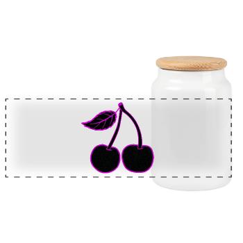 Neon Cherry Pink, subtle or present - Panoramic Cookie Jar with Wooden Lid - white - Front