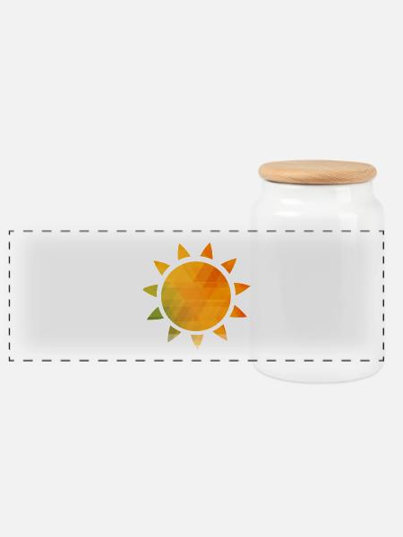 Sonne - Panorama Keksdose mit Holzdeckel - Weiß