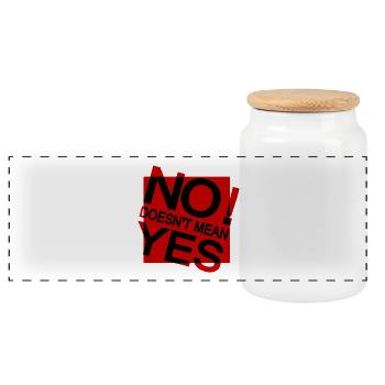 NO DOES NOT MEAN YES - Panoramic Cookie Jar with Wooden Lid - white - Front