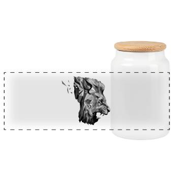 Poly Lion - Panoramic Cookie Jar with Wooden Lid - white - Front
