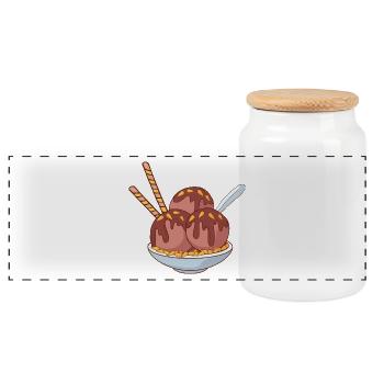 Ice cream ice cream ice cream ice cream ball ice cream sundae - Panoramic Cookie Jar with Wooden Lid - white - Front