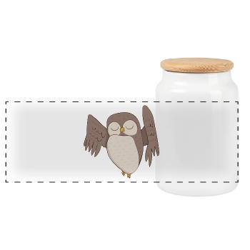 Owl Kauz - Panoramic Cookie Jar with Wooden Lid - white - Front