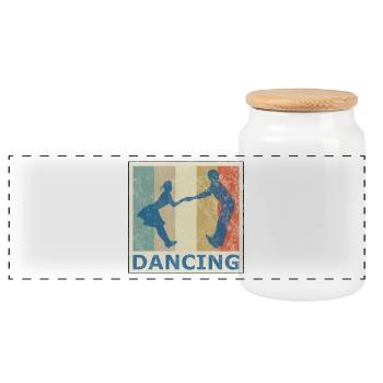 Retro Vintage Style Tanzen Tanzpaar Musik - Panorama Keksdose mit Holzdeckel - Weiß - Vorne