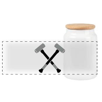 double sledgehammer hammers crossed - Panoramic Cookie Jar with Wooden Lid - white - Front