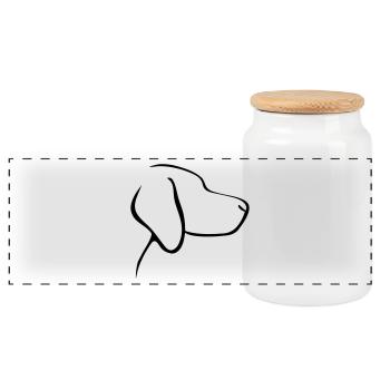 dog - Panoramic Cookie Jar with Wooden Lid - white - Front