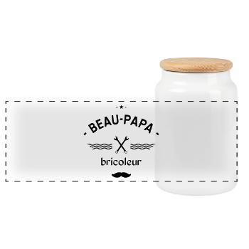 Beau papa bricoleur - Boîte à biscuits avec couvercle en bois - blanc - Devant