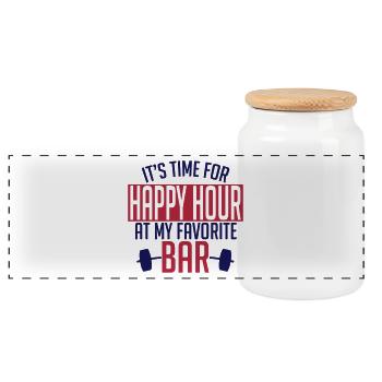it's time for happy hour at my favorite bar A 2c - Panorama Keksdose mit Holzdeckel - Weiß - Vorne