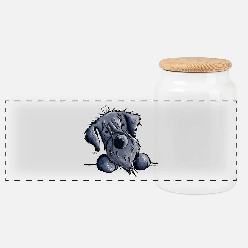 Knuffiger Schnauzer - Panorama Keksdose mit Holzdeckel - Weiß