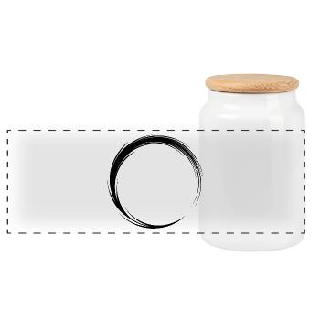 Kreis Symbol Form Schwarz - Panorama Keksdose mit Holzdeckel - Weiß - Vorne