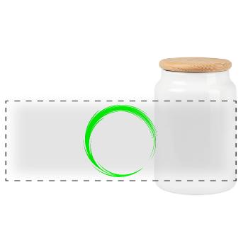 Circle icon shape - Panoramic Cookie Jar with Wooden Lid - white - Front