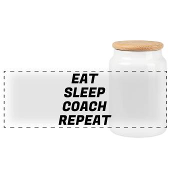 Coach Coaching Trainer Sport Entraineur Team - Panoramic Cookie Jar with Wooden Lid - white - Front