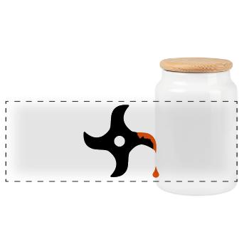 ninja - Panoramic Cookie Jar with Wooden Lid - white - Front