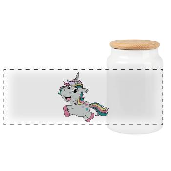 Licorne - Boîte à biscuits avec couvercle en bois - blanc - Devant